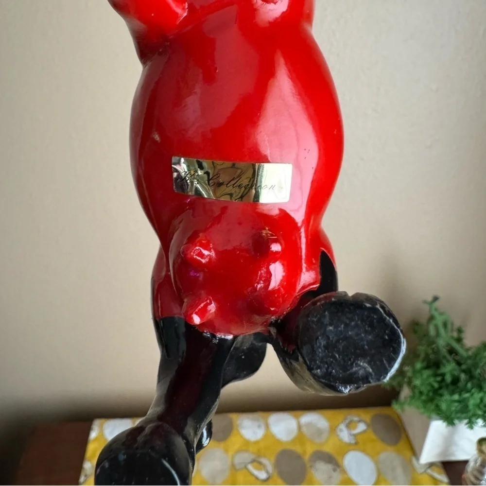 K’s Collection red black striped grid hand painted Cow figurine